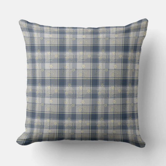 Coussin Lecteur gris et jaune et fleurs Jetez l'oreiller 2 (Recto)