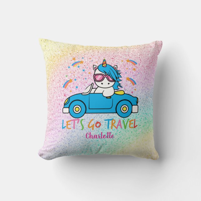 Coussin Lecteurs Personnalisés Voyage Unicorne Lance Oreil (Recto)