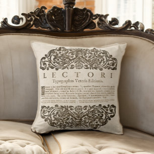 Coussin Lectori Livre Lover Antique Typographie latine
