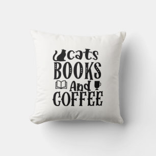 Coussin Lecture Art Chats Livres Et Café