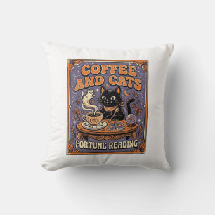 Coussin Lecture de la fortune du café et des chats feuille