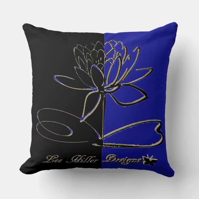 Coussin Lee Hiller Designs Accents Noir Or Bleu (Recto)