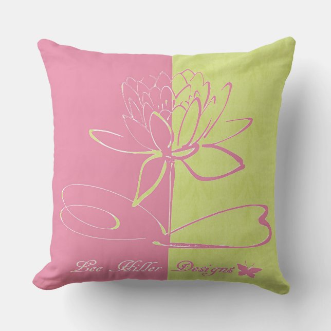 Coussin Lee Hiller Designs Logo Accents Rose Vert  (Recto)