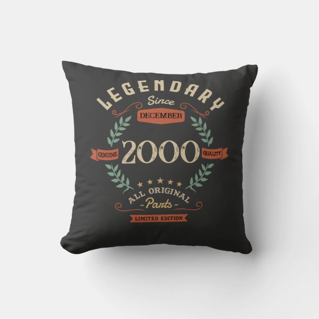 Coussin Légendaire cadeau d'anniversaire personnalisé (Recto)