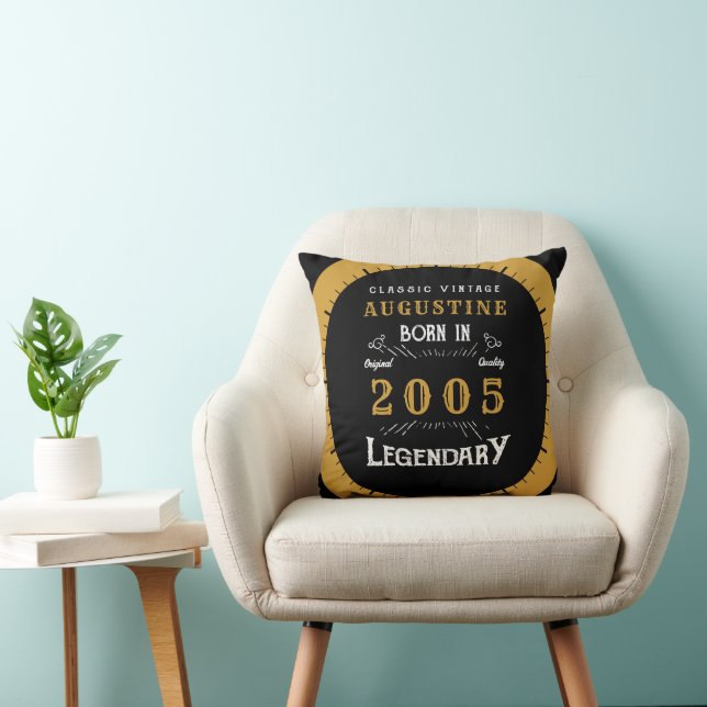Coussin Légende d'anniversaire 21 ans née en 2005 (Chaise)