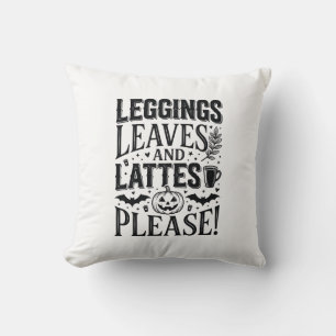 Coussin Leggings Feuilles Lattés Halloween Automne Café Cr