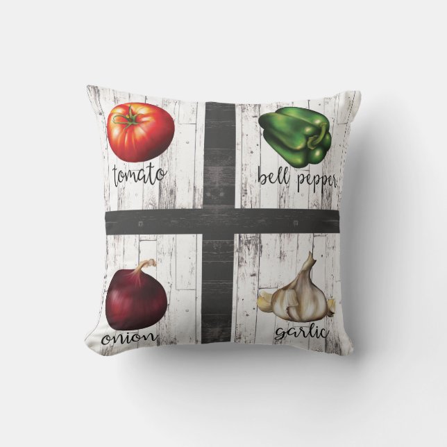 Coussin Légumes & Herbes Cuisine Rustique Moderne Art Culi (Recto)
