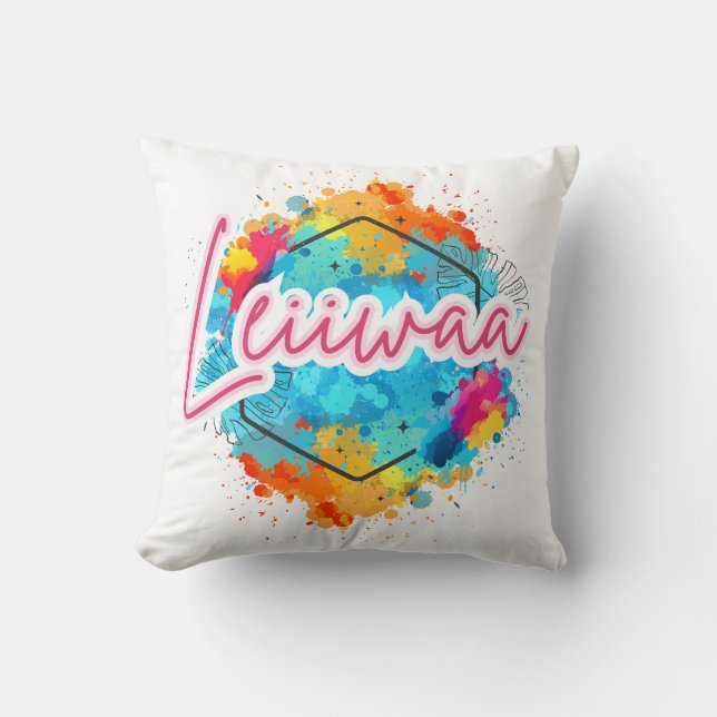 Coussin LEIIWAA – Énergie de fille insulaire dans chaque p (Recto)