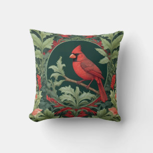 Coussin L'Élégant Cardinal du Nord William Morris Inspiré