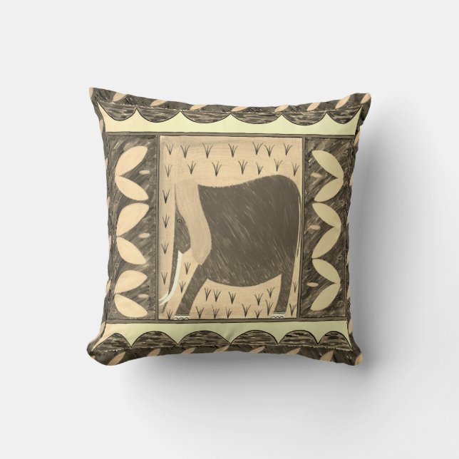 Coussin L'éléphant kenyan Sepia lance l'oreiller (Recto)