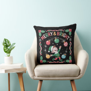 Coussin L'elfe de Noël Joyeux et Lumineux Jolie Fête