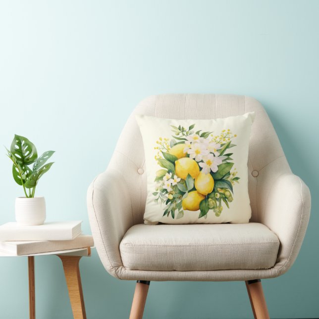Coussin Lemon Bouquet with White Blossoms (Chaise)
