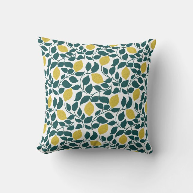 Coussin Lemon & Leaf Imprimé Partout Dessin à la Main (Recto)