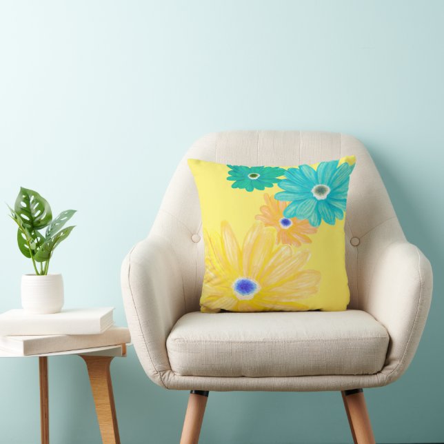 Coussin Lemon Yellow Summer Floral (Chaise)