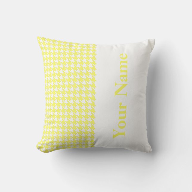 Coussin Lemonade Houndstooth moderne avec nom (Recto)