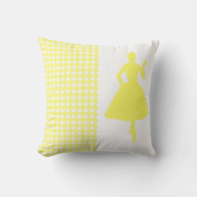 Coussin Lemonade Houndstooth moderne avec Silhouette (Recto)