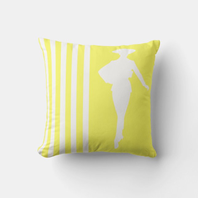 Coussin Lemonade Moderne Stripes with Fashion Silhouette (Recto)