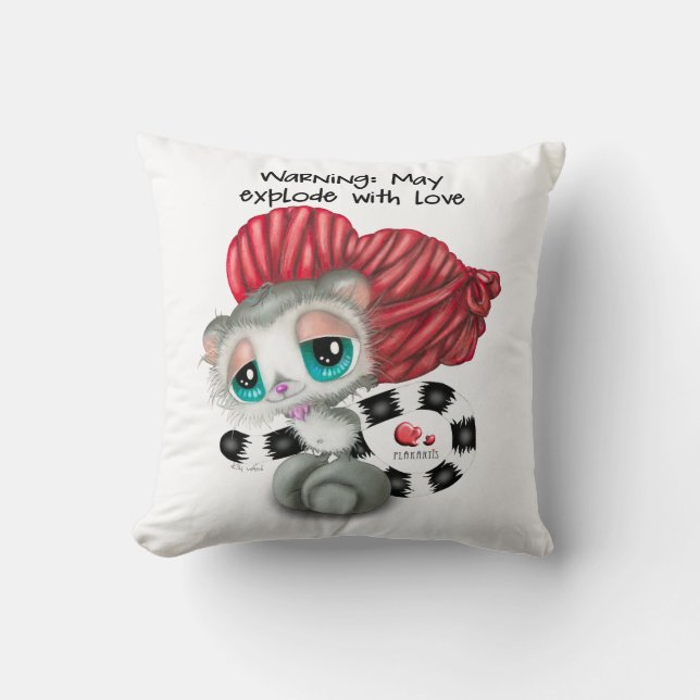 Coussin Lémurien Surprise Amour - Main-Artisanale Douceur  (Recto)