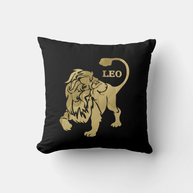 Coussin Leo Lion Zodiac Noir (Recto)