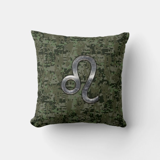 Coussin Léo Zodiac Sign on Green Digital Camo (Recto)