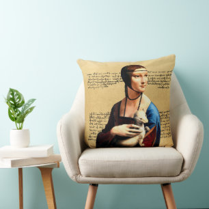Coussin Léonard de Vinci Lady avec Ermine