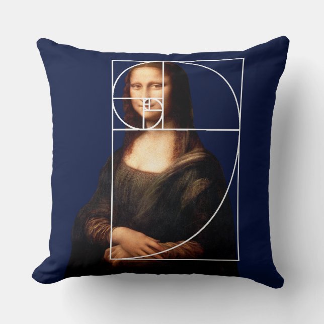 Coussin Leonardo da Vinci Mona Lisa Suite de Fibonacci (Recto)