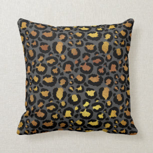 Coussin Leopard animal Black Honey Gold Graphite Africain