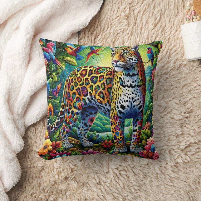 Coussin Leopard Aura : Oiseaux Tropicaux Autour (Couverture)