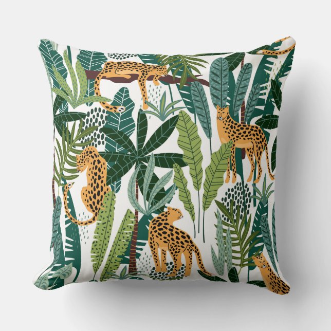 Coussin Léopard Brown dans une jungle tropicale luxuriante (Recto)