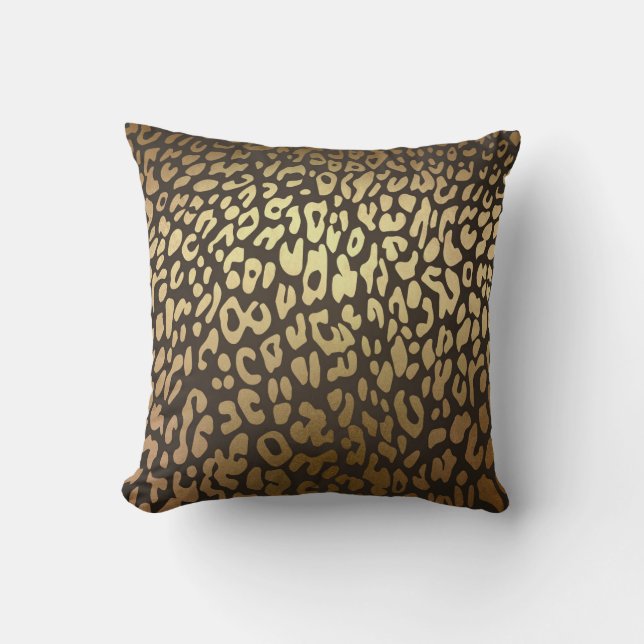 Coussin Leopard Cheetah Peau animale Imprimer Glam Or mode (Recto)