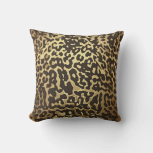 Coussin Leopard Cheetah Peau animale Imprimer Glam Or mode