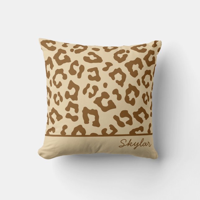 Coussin Leopard Cheetah Poster de animal Personnalisé Nom  (Recto)