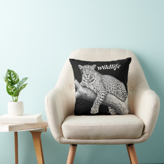 Coussin Léopard de minuit, illustration de la faune et la
