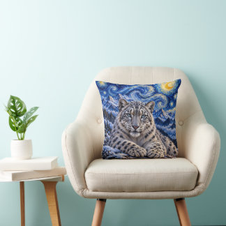 Coussin Léopard des neiges Nuit étoilée – Faune de la mont