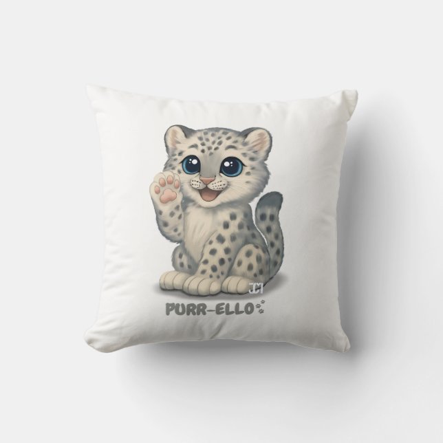Coussin Léopard des neiges - Purr-ello (Recto)