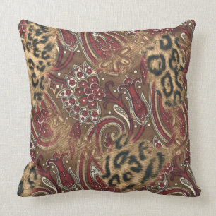 Coussin Léopard et copie de motif de Paisley