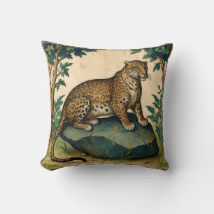 Coussin Leopard médiéval sur le rocher dans l'art forestie