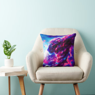 Coussin Léopard néon cosmique futuriste