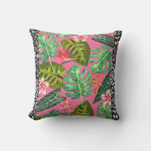 Coussin Léopard noir Pink Tropical Jeu d'oreiller