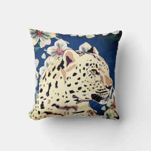 Coussin Léopard, orchidée rose