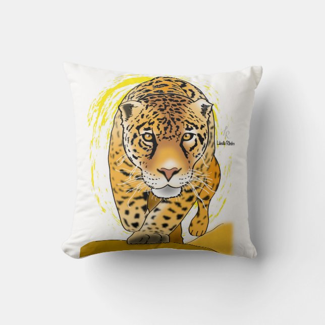 Coussin léopard ou jaguar peint (Recto)