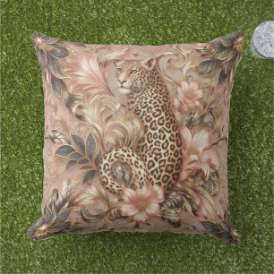 Coussin Léopard rose et marron de la jungle