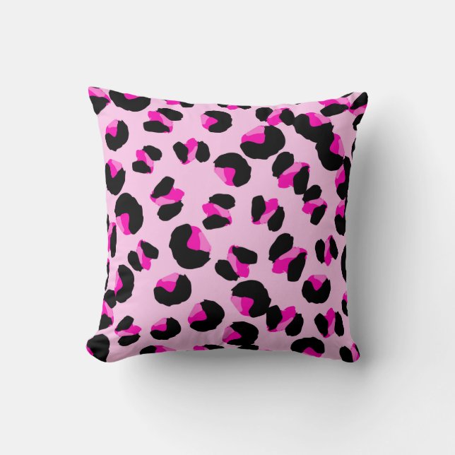 Coussin Léopard rose. Motif de peau animale. Leopard. Pant (Recto)