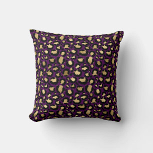Coussin Léopard violet et doré
