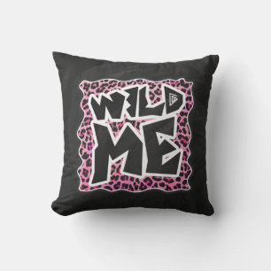 Coussin Leopard Wild Me Noir et rose chaud