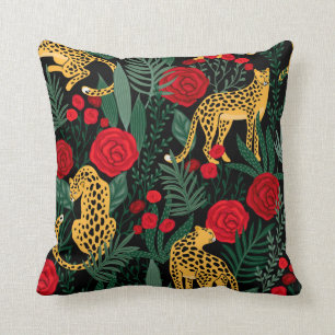 Coussin Léopards Et Roses