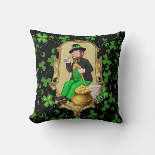 Coussin Leprechaun et Shamrock (Recto)
