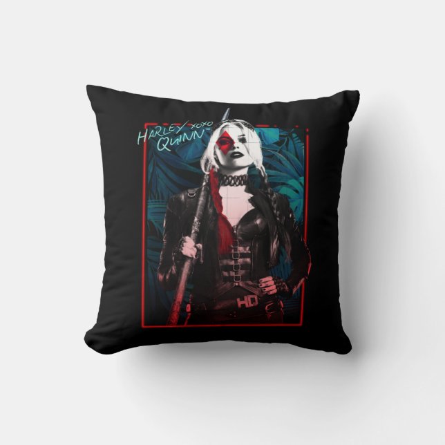 Coussin L'équipe du suicide | Harley Quinn & Green Ferns (Recto)