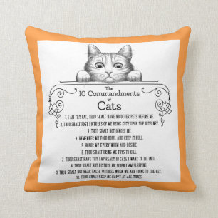 Coussin Les 10 commandements des chats drôles
