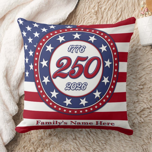 Coussin Les 250 ans d'Amérique avec le drapeau des États-U (Couverture)